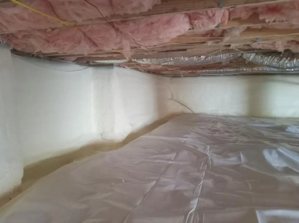 Crawl space encapsulation with closed-cell spray foam for Roof Waterproofing in Suffield